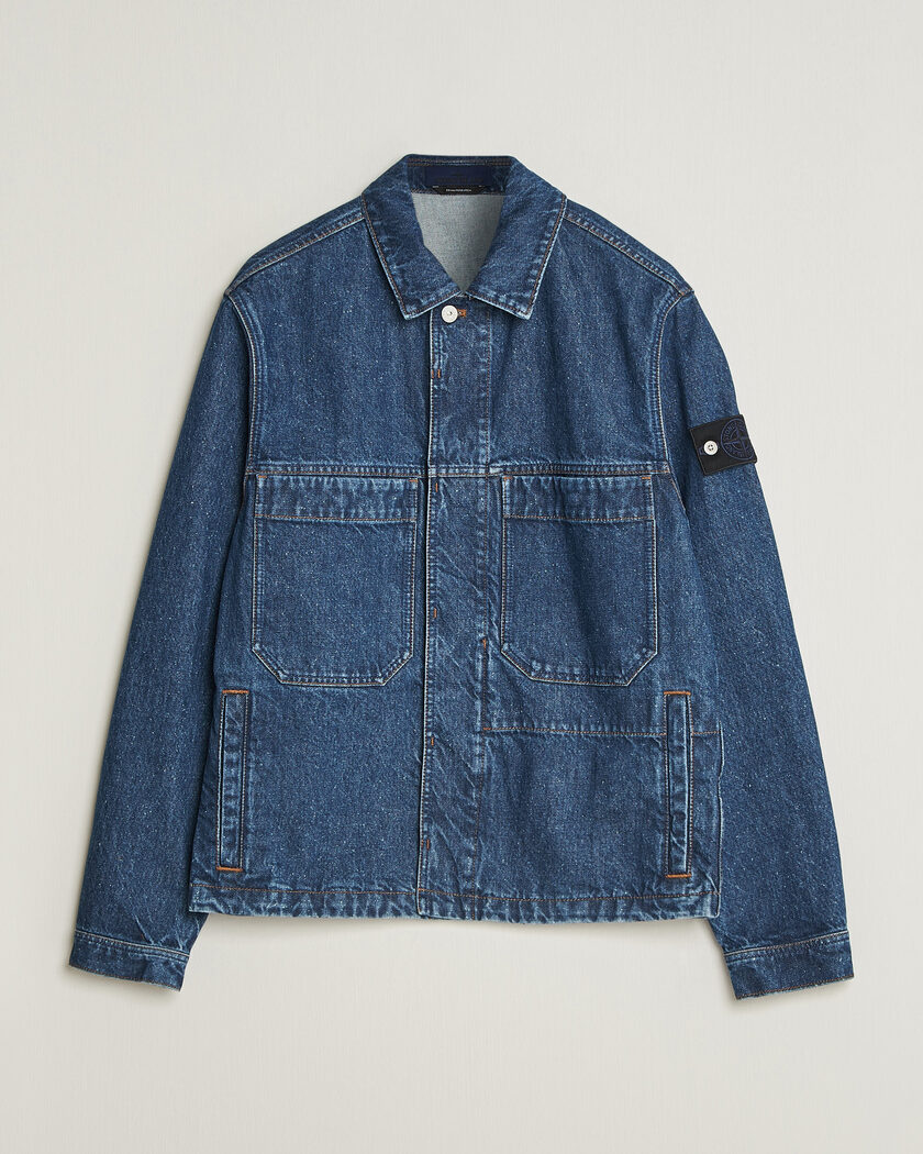 Stone Island Indigo Denim Coach Jacket Blue Medium Wash – Sininen