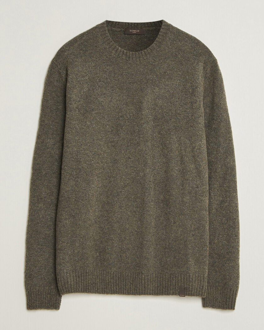 Zanone Wool Boucle Crew Neck Forest Green – Vihreä