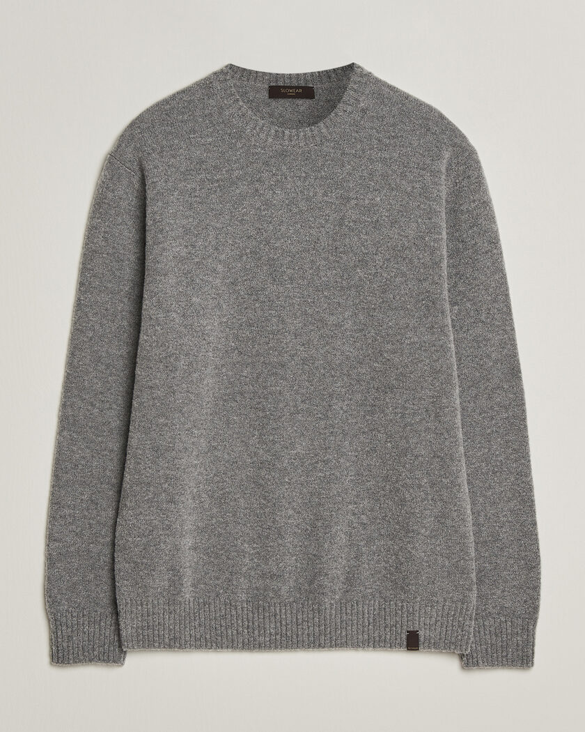 Zanone Wool Boucle Crew Neck Grey Melange – Harmaa