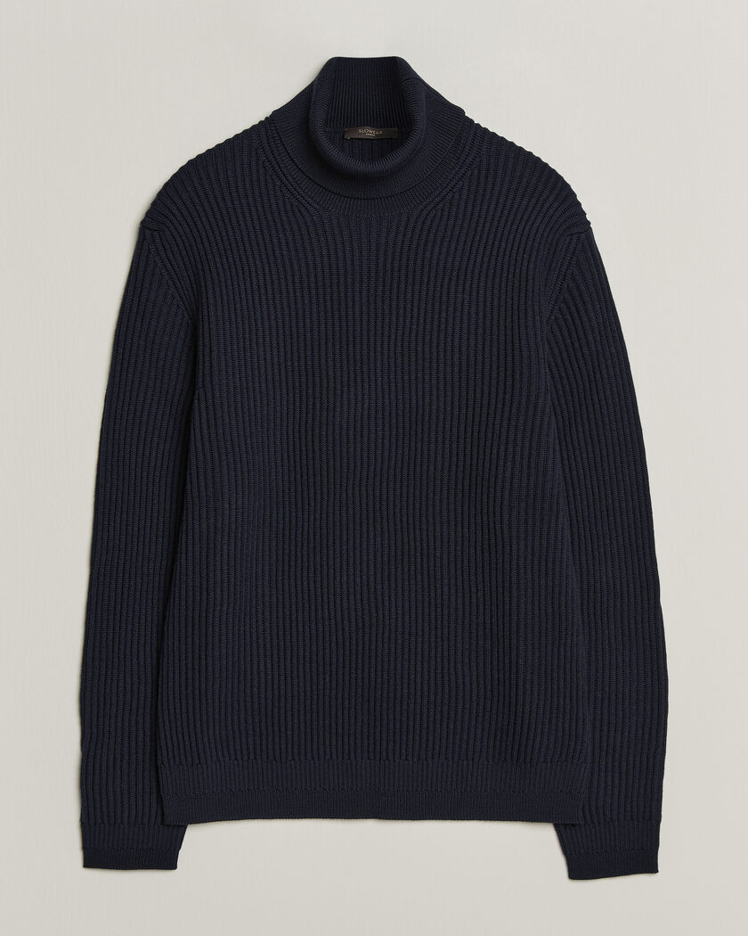 Zanone Fishermans Rib Rollneck Navy – Sininen