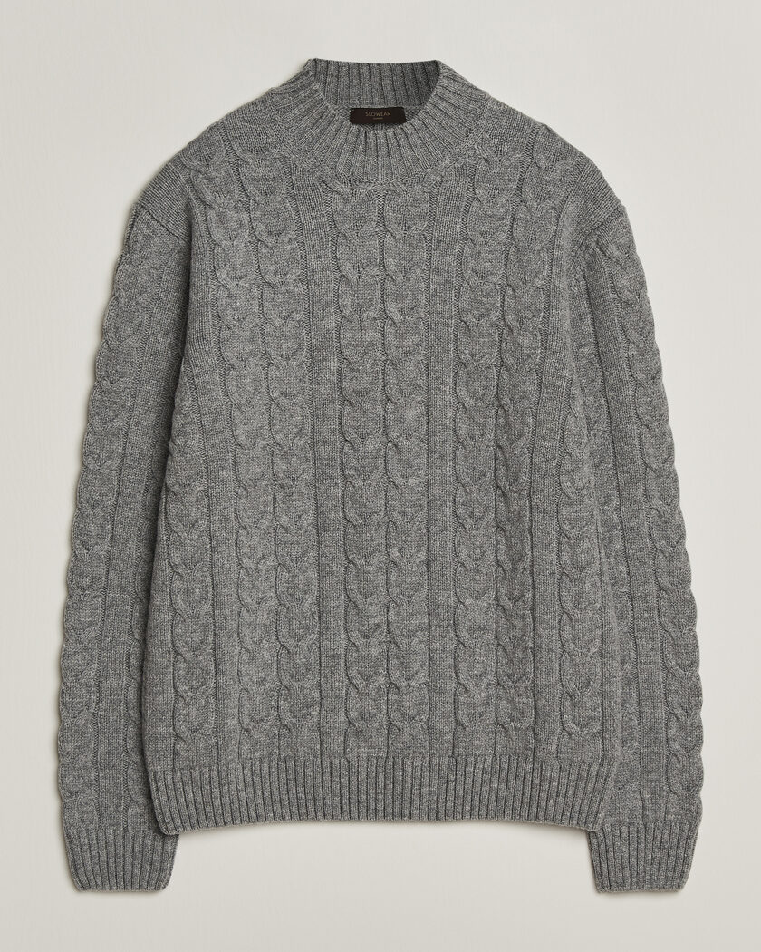 Zanone Double Cable Crew Neck Grey Melange – Harmaa