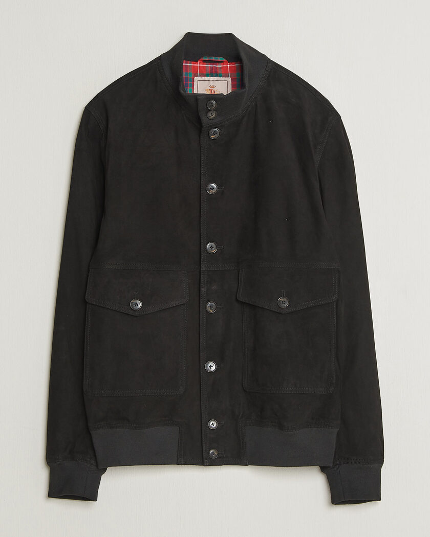 Baracuta Suede Blouson Jacket Black – Musta