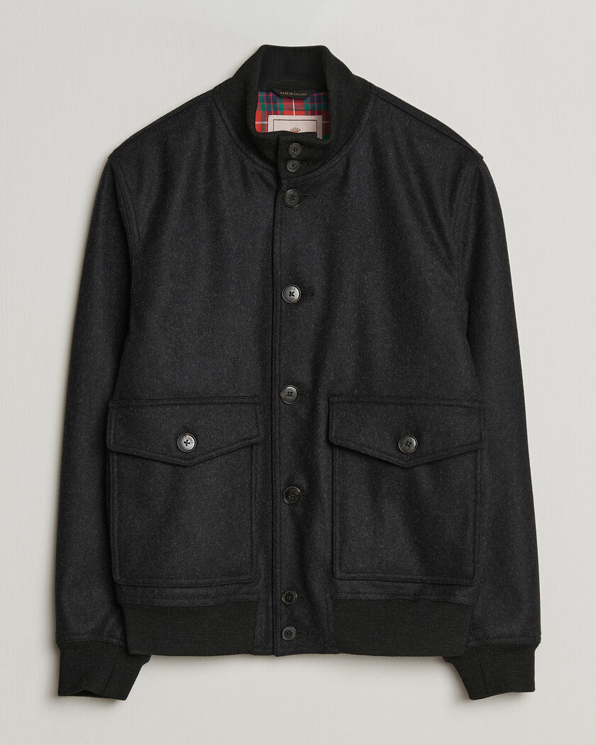  Baracuta Melton Wool Blouson Jacket Charcoal – Harmaa