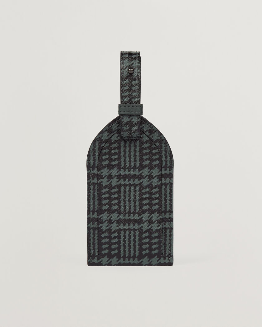 Smythson Panama Tweed Luggage Tag Slate Green – Vihreä