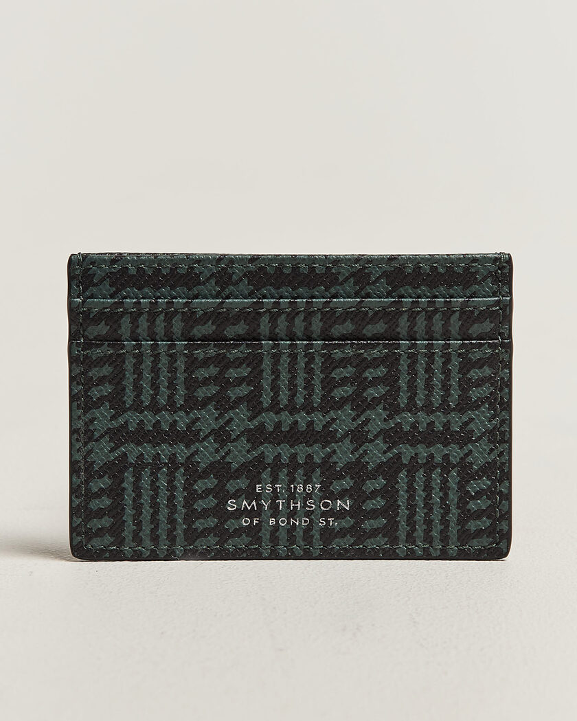 Smythson Panama Tweed Flat Cardholder Slate Green – Vihreä