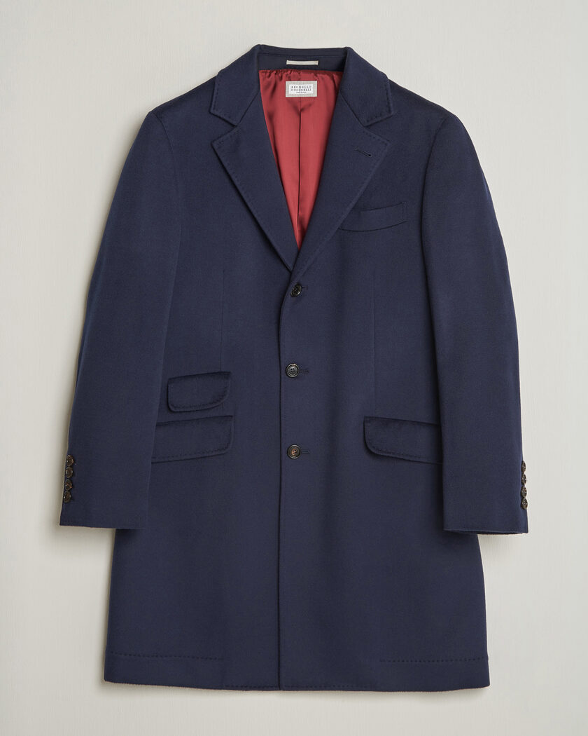 Brunello Cucinelli Soft Wool Coat Navy – Sininen