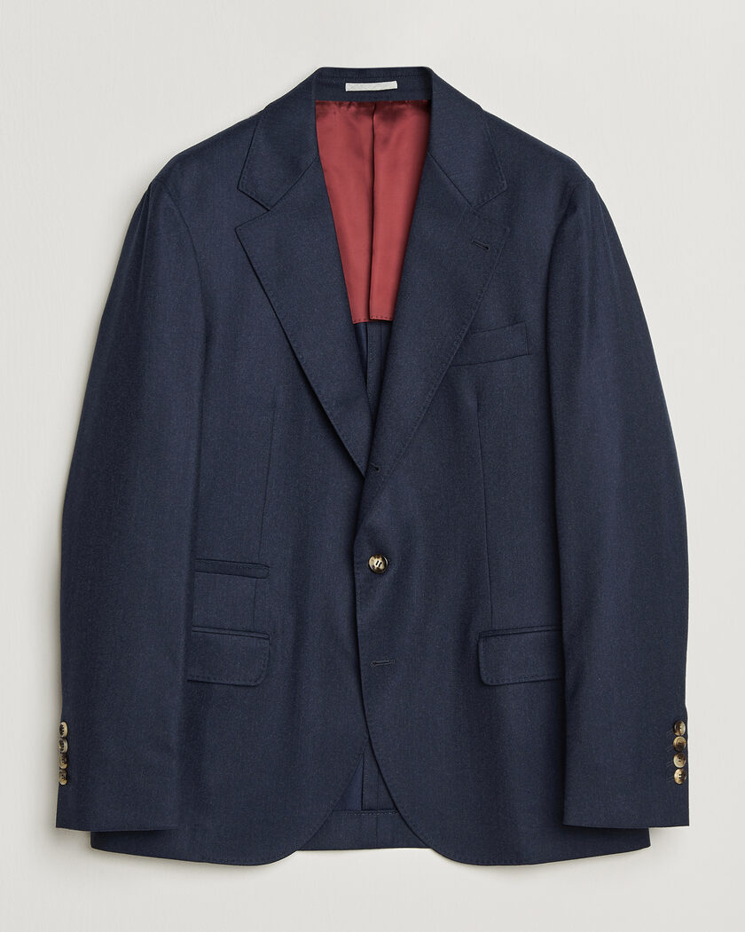 Brunello Cucinelli Wool Flannel Blazzer Navy – Sininen