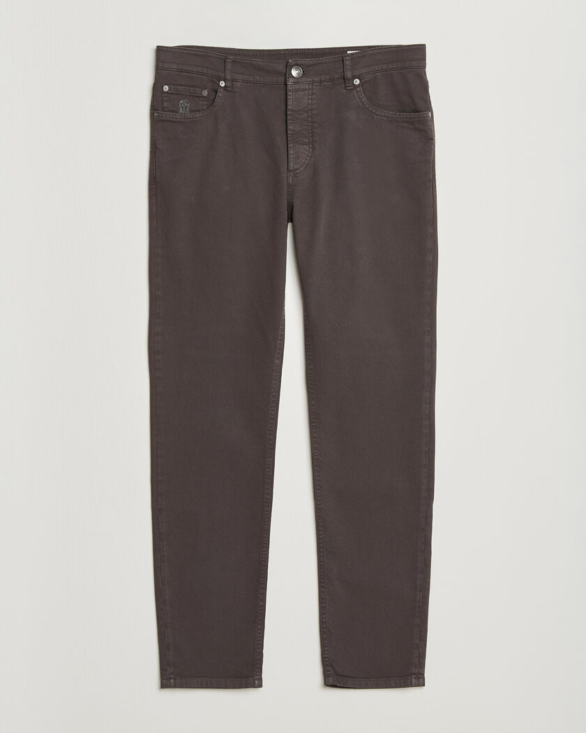 Brunello Cucinelli Slim Fit Bull Denim Pants Dark Brown – Ruskea