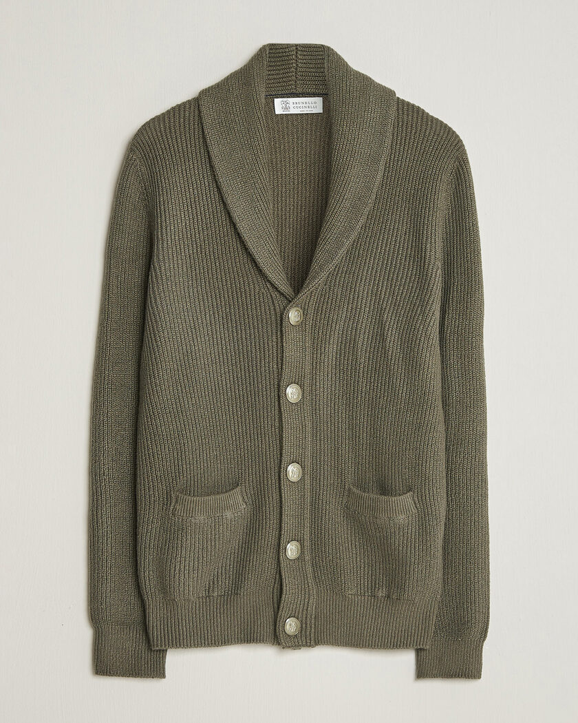 Brunello Cucinelli Shawl Collar Cardigan Forest Green – Vihreä