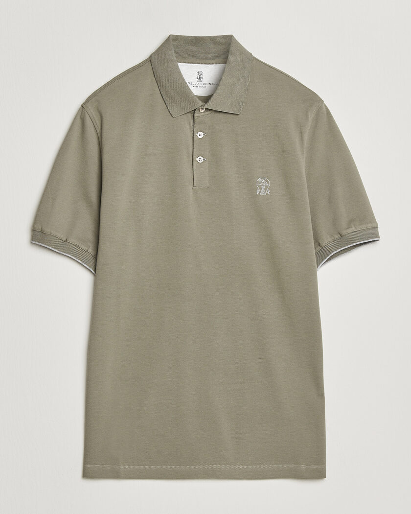 Brunello Cucinelli Short Sleeve Logo Polo Olive – Vihreä