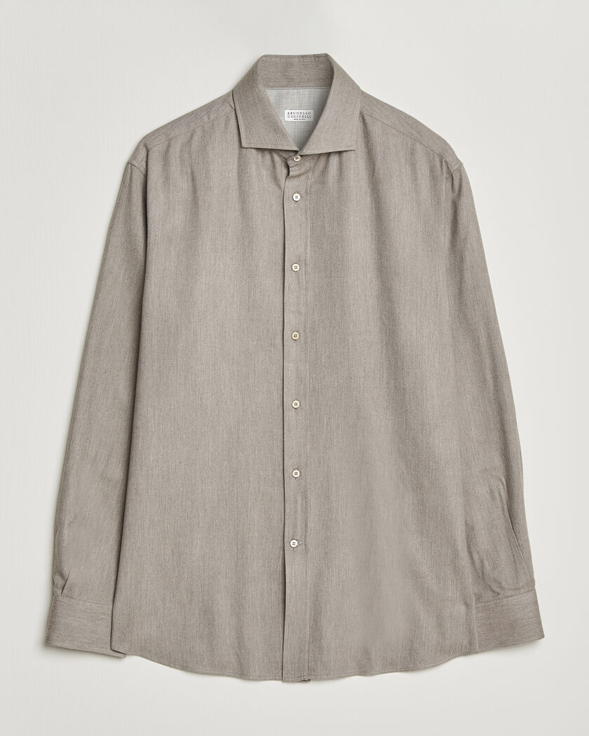 Brunello Cucinelli Cotton Flannel Shirt Granite – Beige