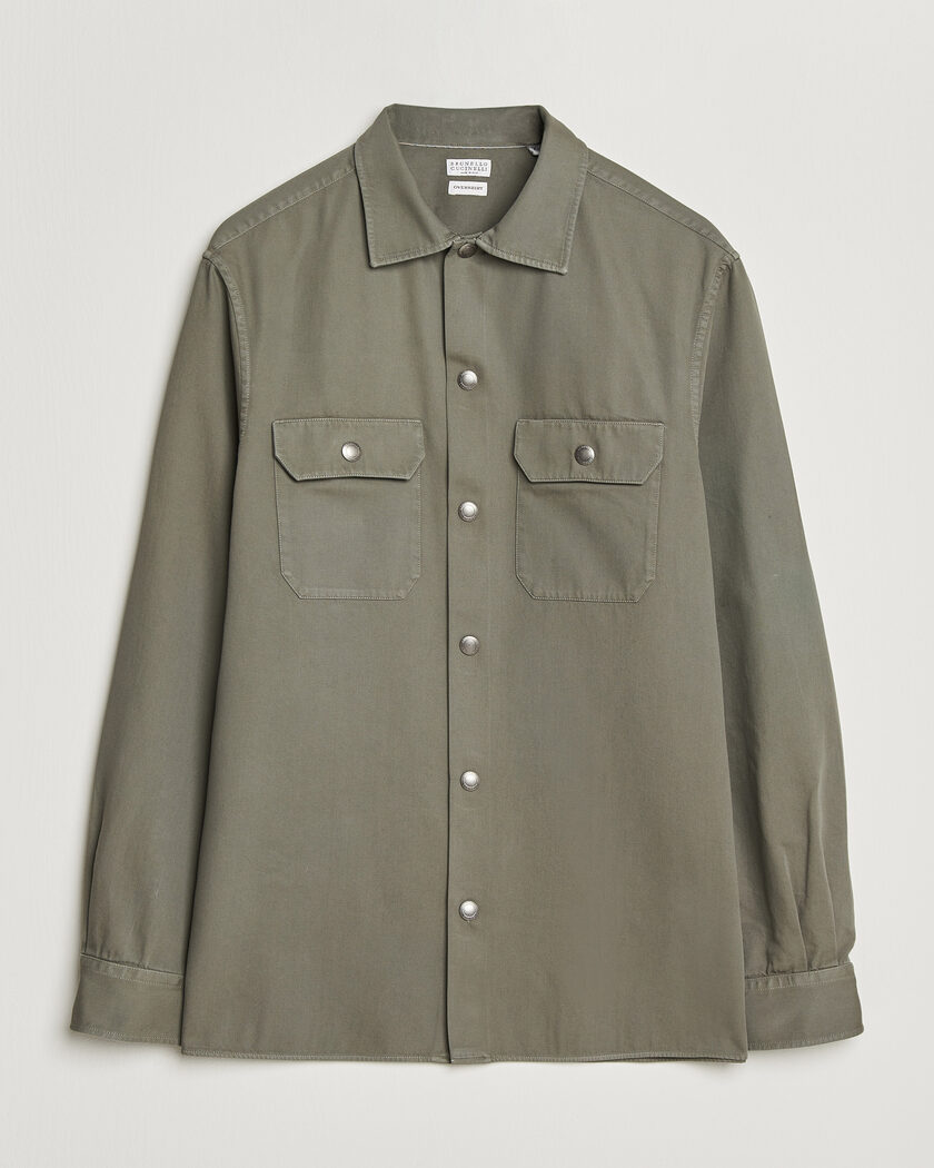 Brunello Cucinelli Twill Cotton Overshirt Olive – Vihreä