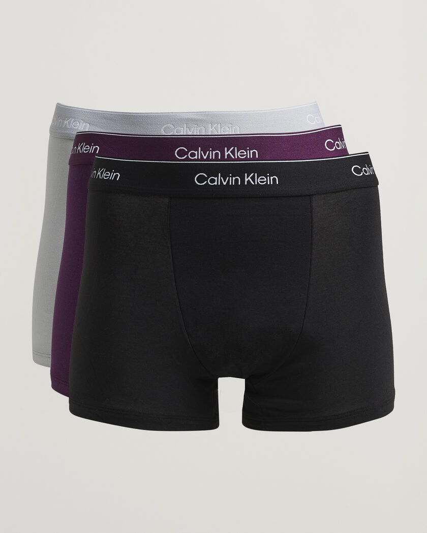 Calvin Klein 3-Pack Icon Cotton Stretch Relaxed Trunk Black/Grey/Purple – Monivärinen