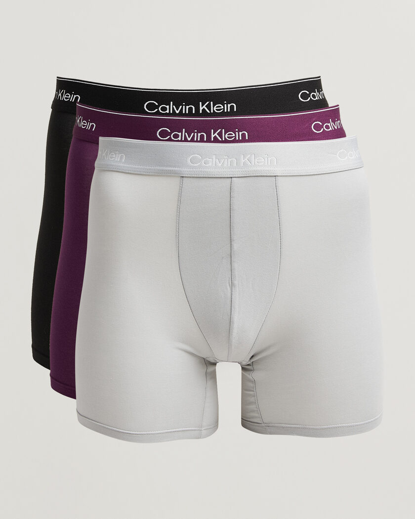 Calvin Klein 3-Pack Icon Cotton Stretch Boxer Brief Black/Grey/Purple – Monivärinen