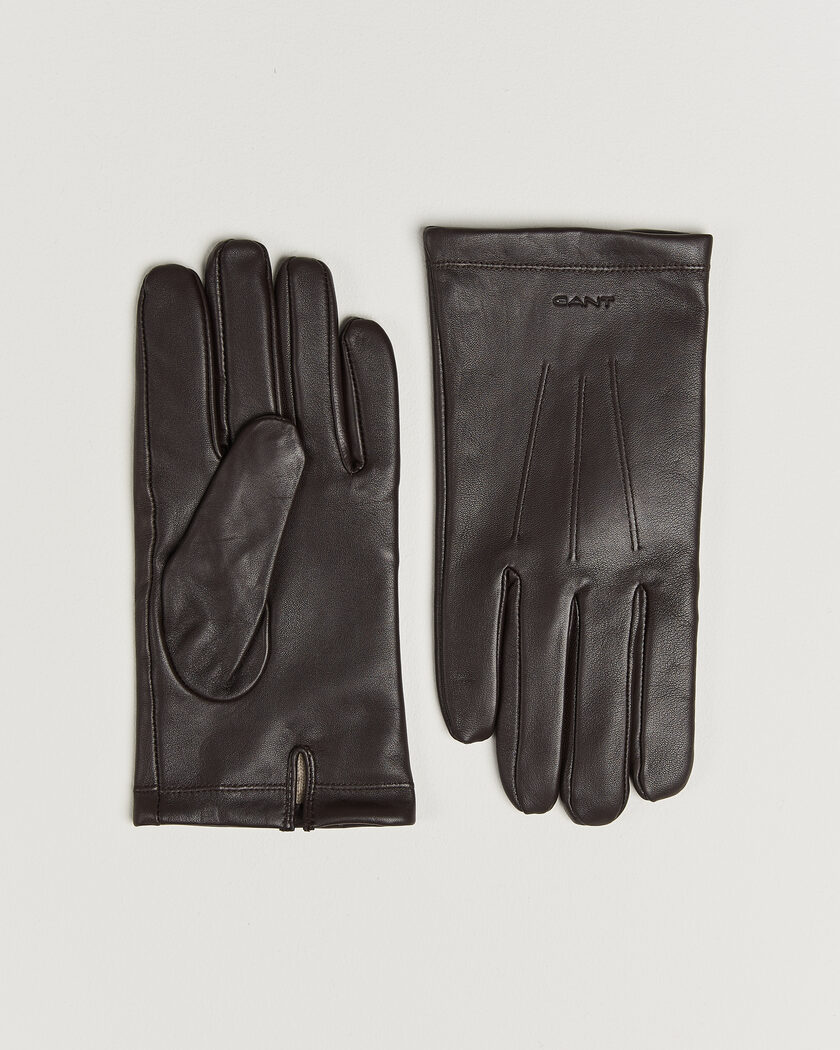 Gant Cashmere Lined Leather Glove Deep Brown – Ruskea