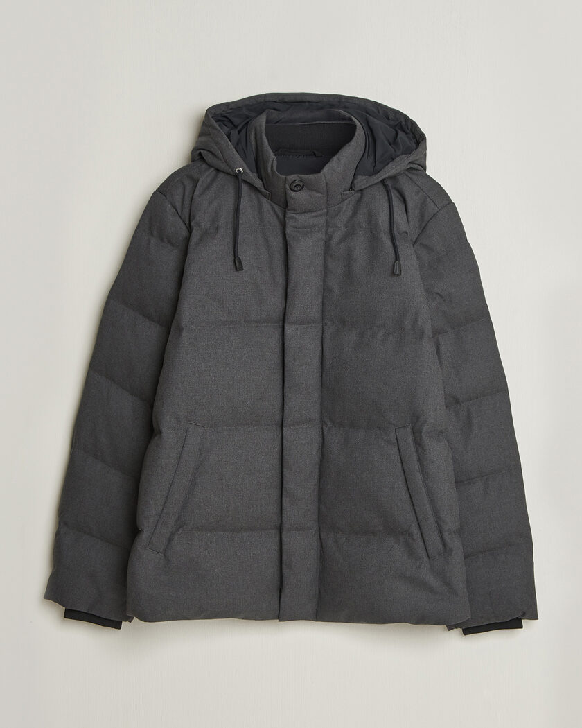 Gant Flannel Down Hooded Jacket Black Grey – Musta