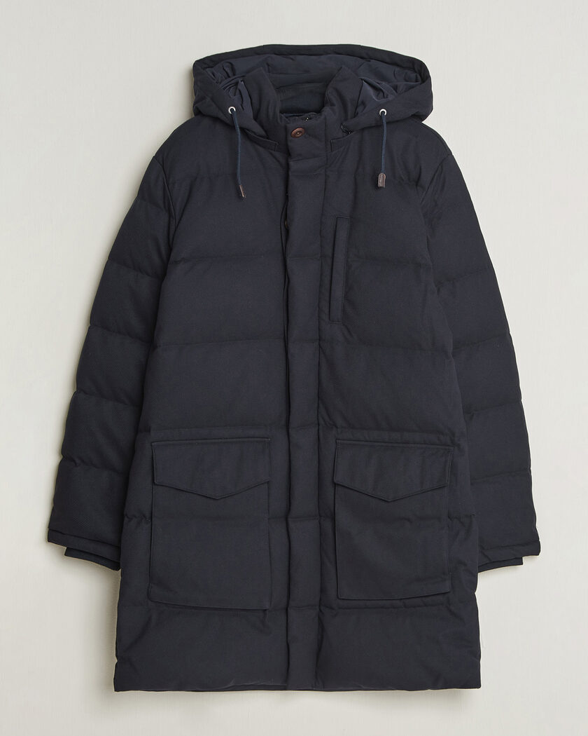 Gant Flannel Down Hooded Parka Evening Blue – Sininen