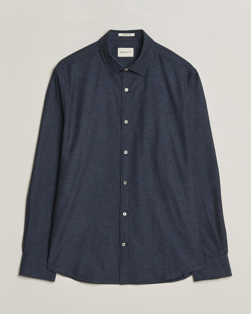Gant Regular Fit Flannel Shirt Dark Navy Melange – Sininen