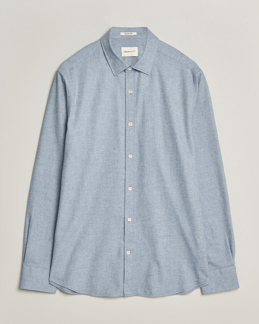 Gant Regular Fit Flannel Shirt Light Blue Melange – Sininen