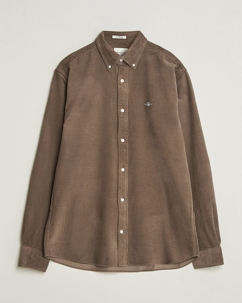Gant Regular Fit Corduroy Shirt Faded Taupe – Ruskea