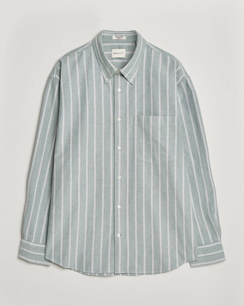 Gant Relaxed Fit Brushed Oxford Striped Shirt Dark Emerald – Vihreä