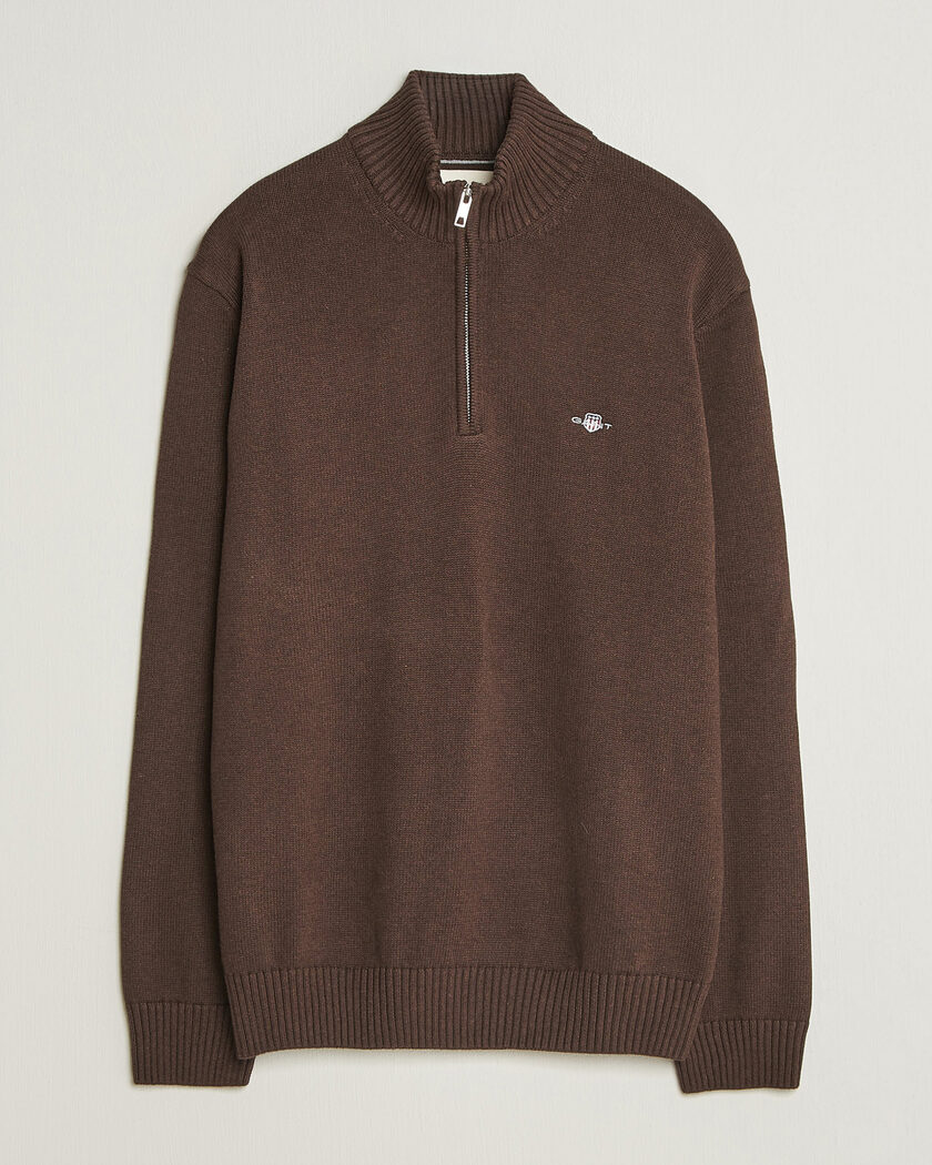 Gant Casual Cotton Half Zip Black Brown Melange – Ruskea