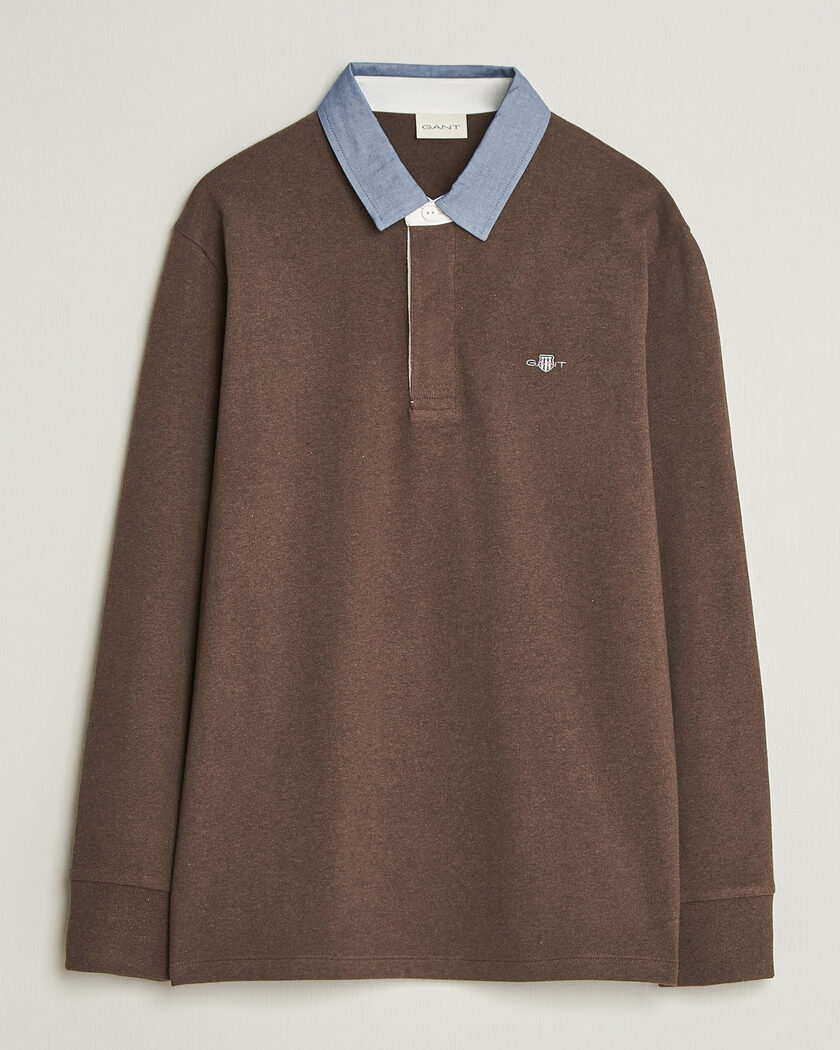 Gant Chambray Solid Heavy Rugger Black Brown Melange – Ruskea