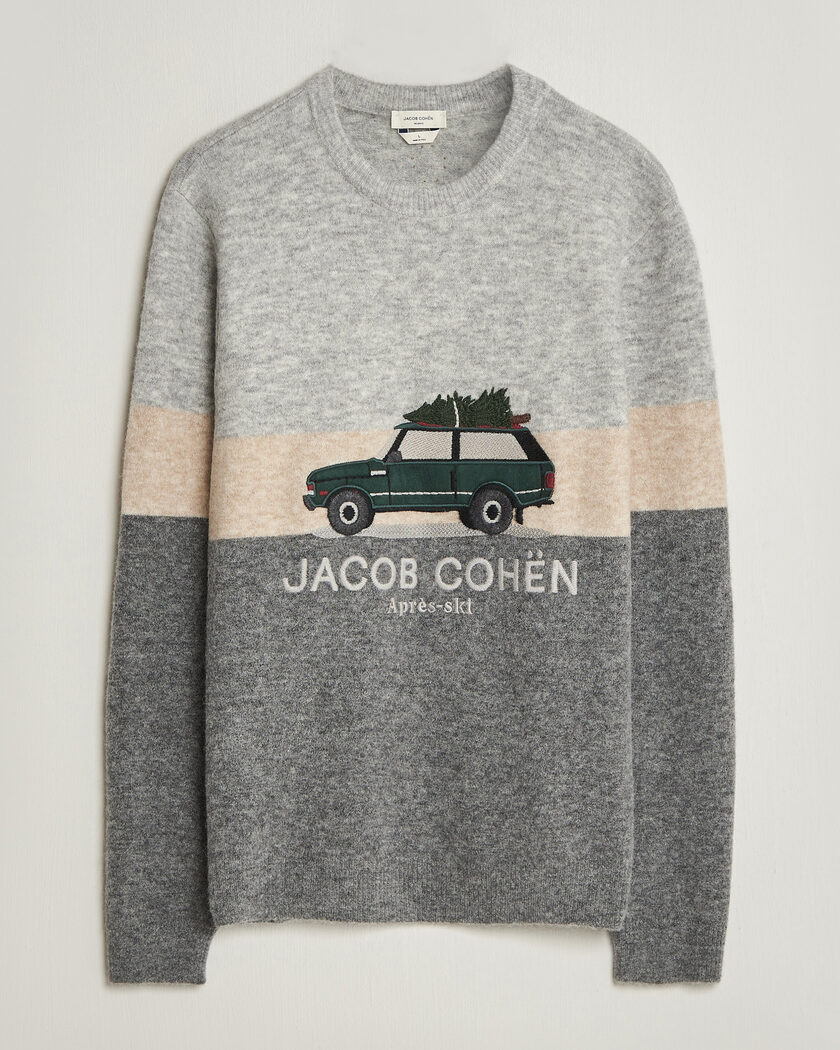 Jacob Cohën Embroidery Knitted Apres-Ski Crew Neck Grey – Harmaa