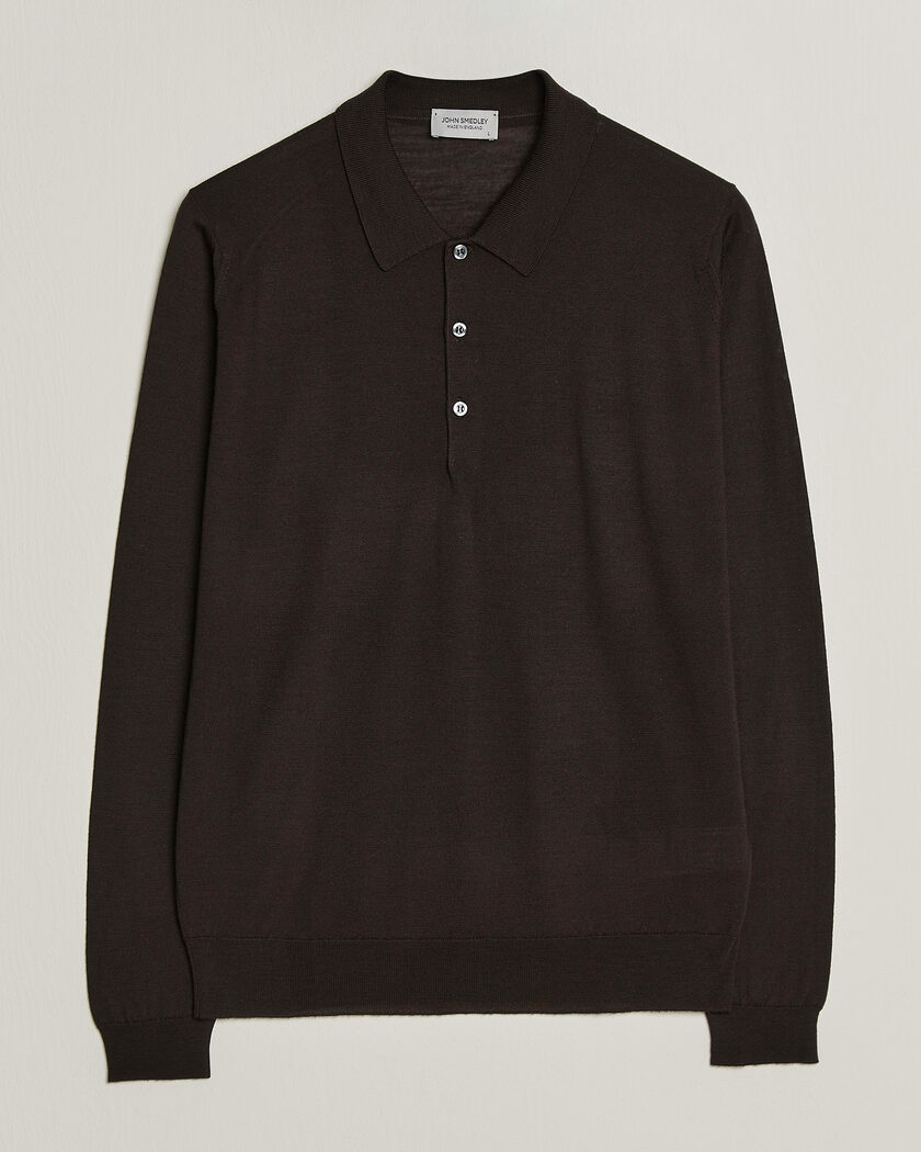 John Smedley Belper Extra Fine Merino Polo Pullover Faulkner Brown – Ruskea