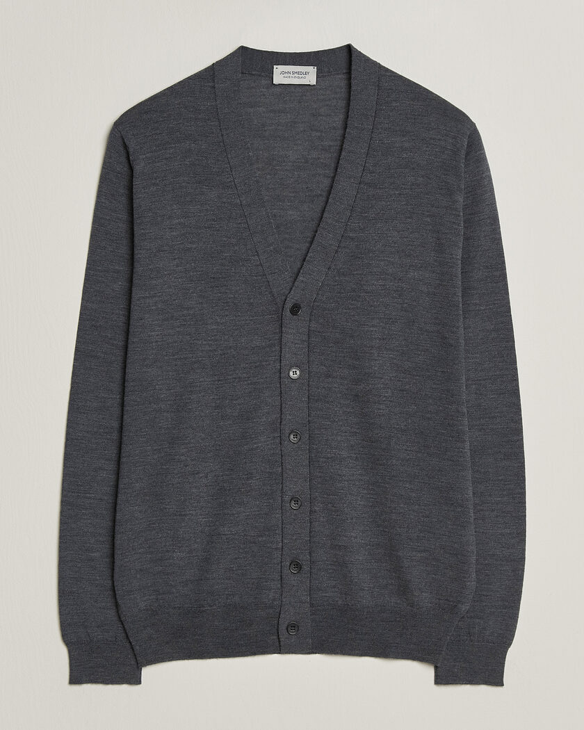 John Smedley Bradrick Extra Fine Merino Cardigan Charcoal – Harmaa