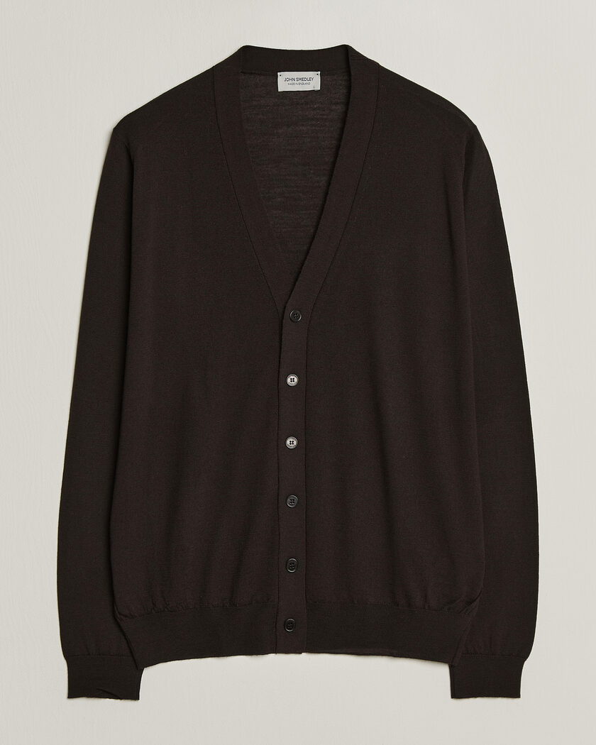 John Smedley Bradrick Extra Fine Merino Cardigan Faulkner Brown – Ruskea