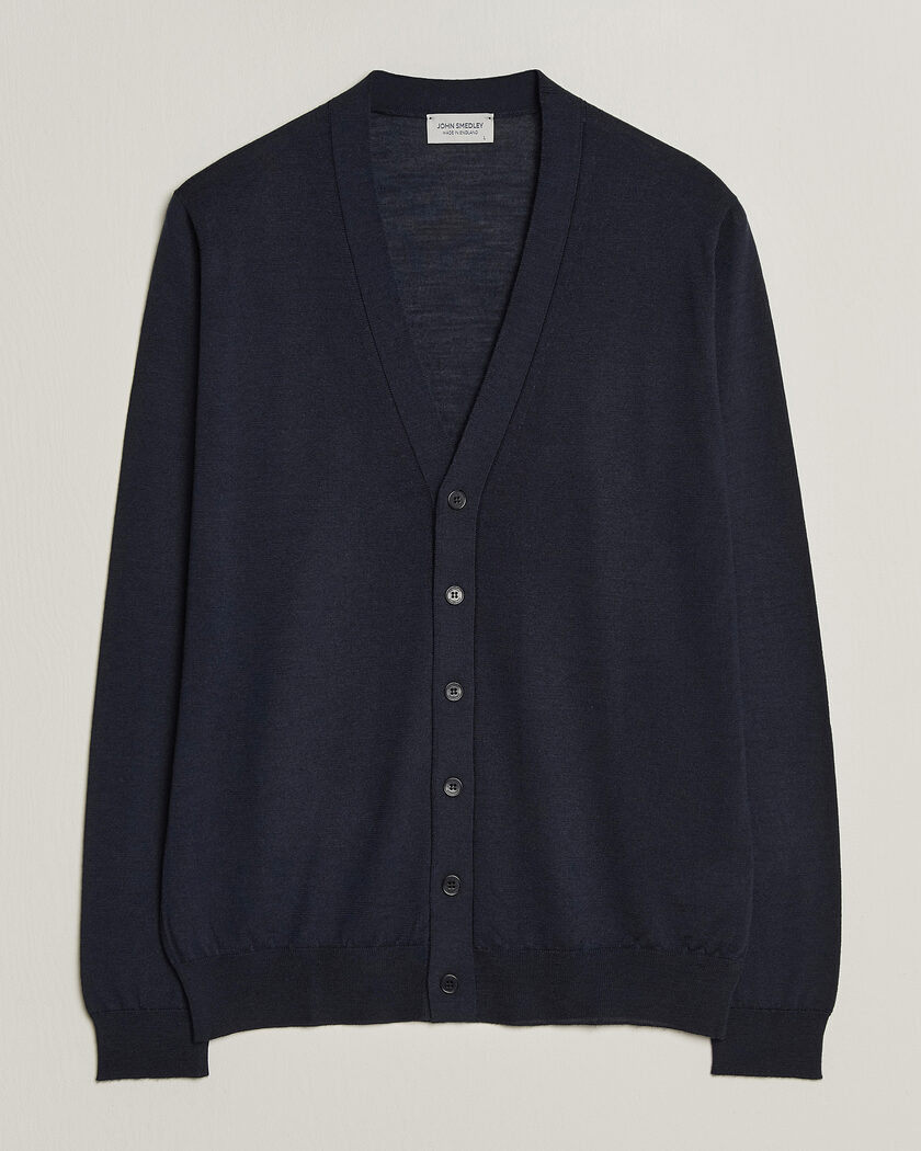 John Smedley Bradrick Extra Fine Merino Cardigan Midnight – Sininen