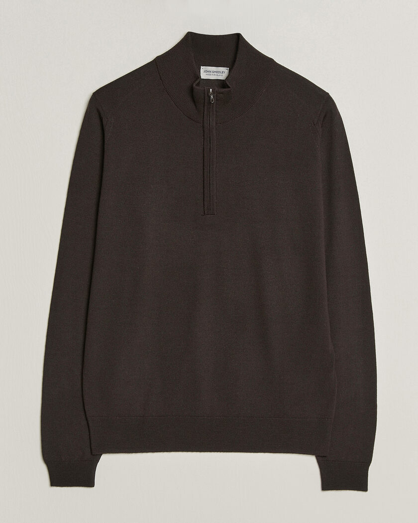 John Smedley Tapton Extra Fine Merino Half Zip Faulkner Brown – Ruskea