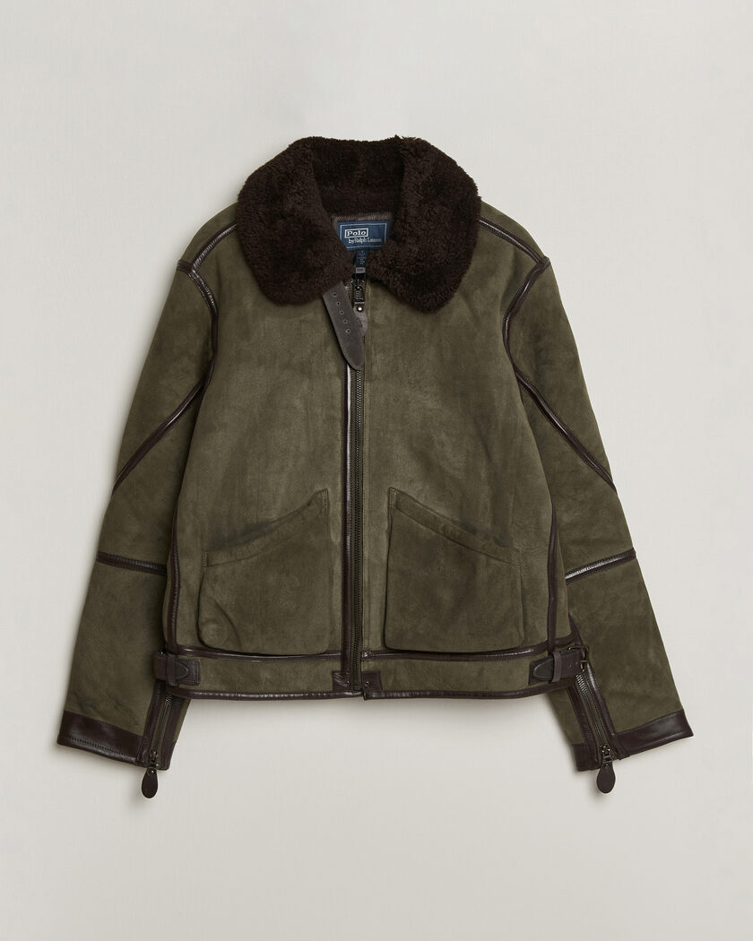 Polo Ralph Lauren Suede Leather Flight Jacket Myrtle Green – Vihreä