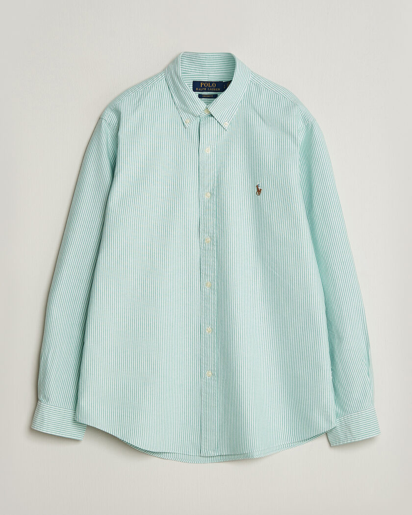 Polo Ralph Lauren Custom Fit Striped Oxford Shirt Scarab Green/White – Vihreä