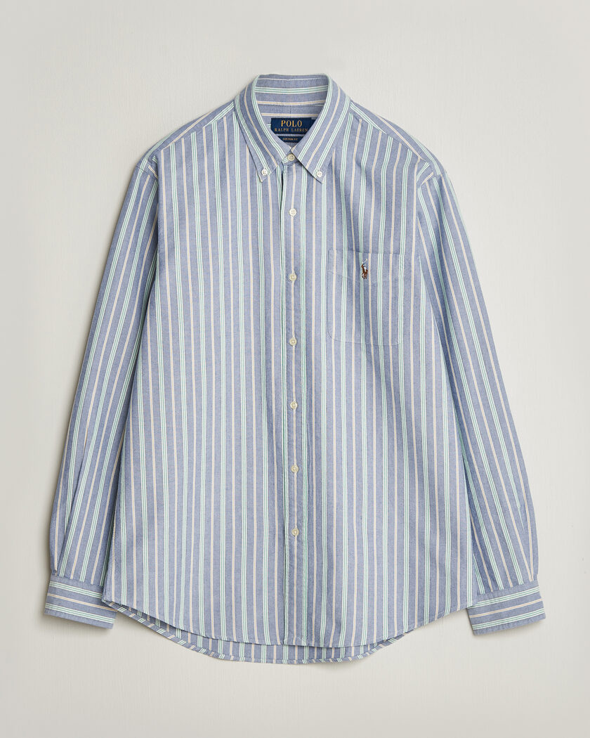 Polo Ralph Lauren Custom Fit Striped Pocket Oxford Shirt Navy/Yellow – Sininen