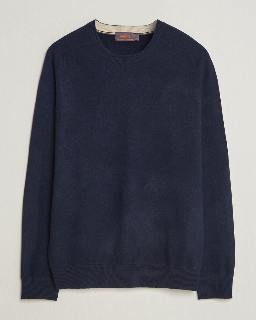 Morris Wilfred Cashmere O-Neck Navy – Sininen