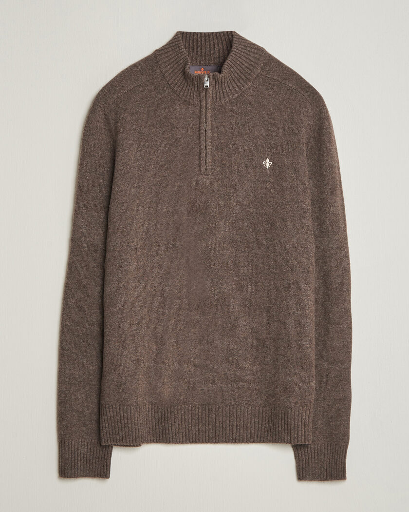 Morris Hertford Lambswool Half Zip Brown – Ruskea