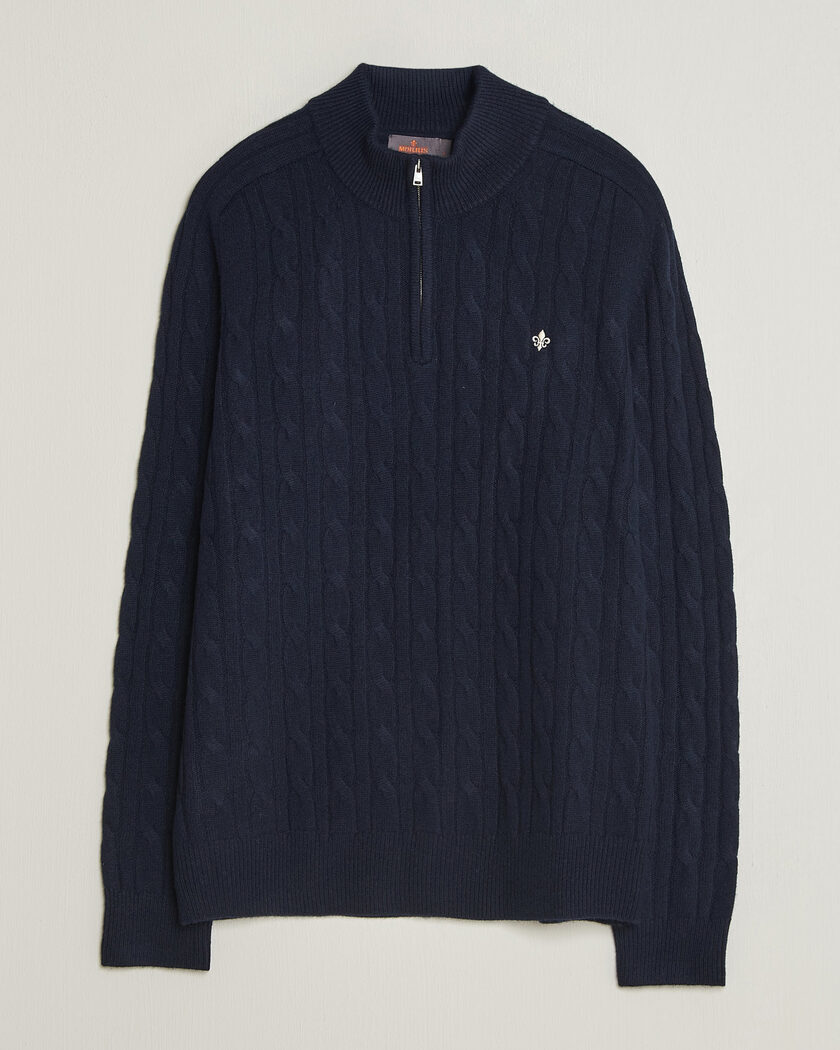 Morris Hertford Cable Half Zip Navy – Sininen