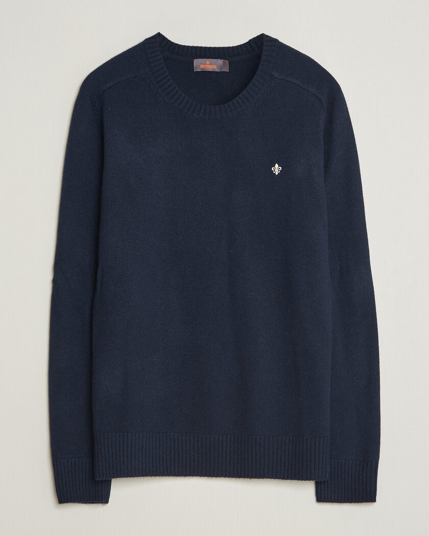 Morris Hertford Lambswool Crew Neck Navy – Sininen