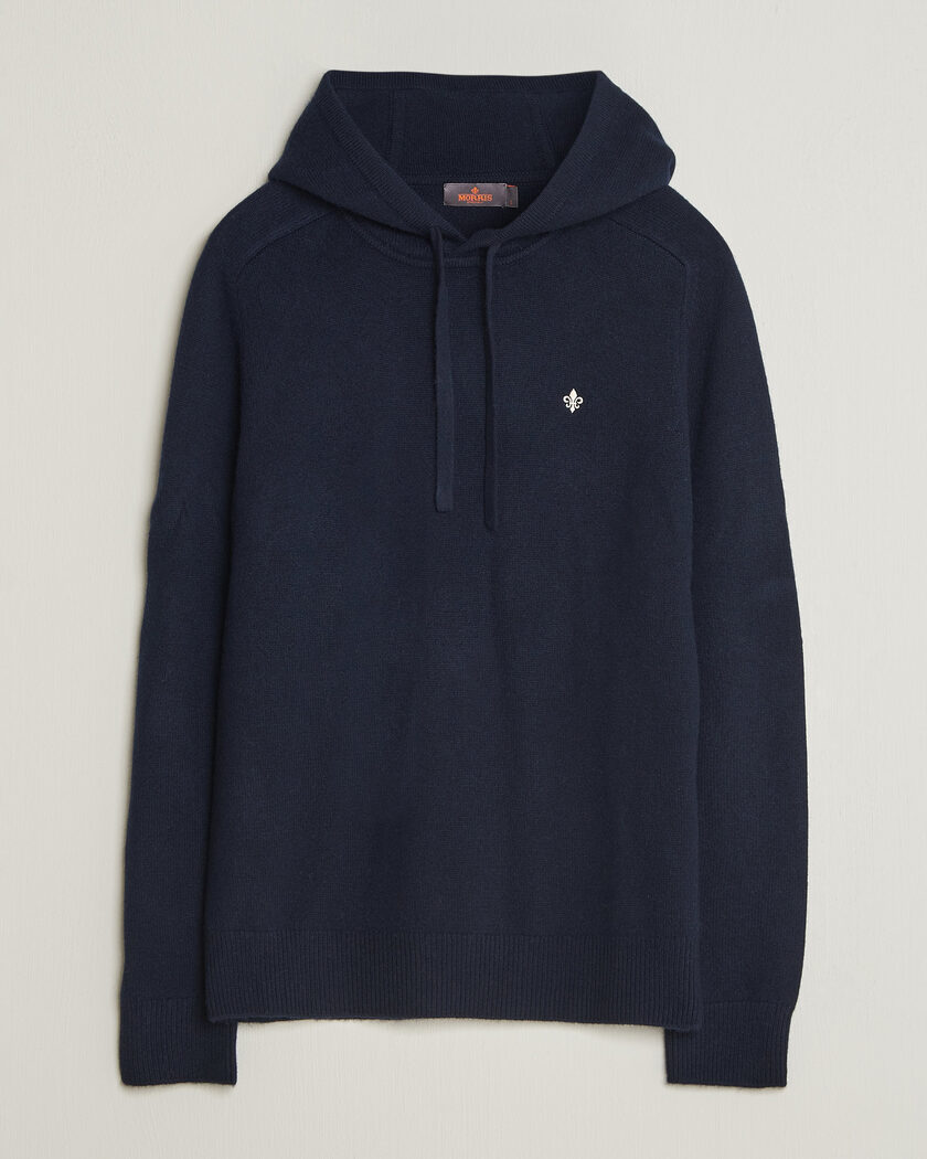 Morris Hertford Lambswool Hoodie Navy – Sininen