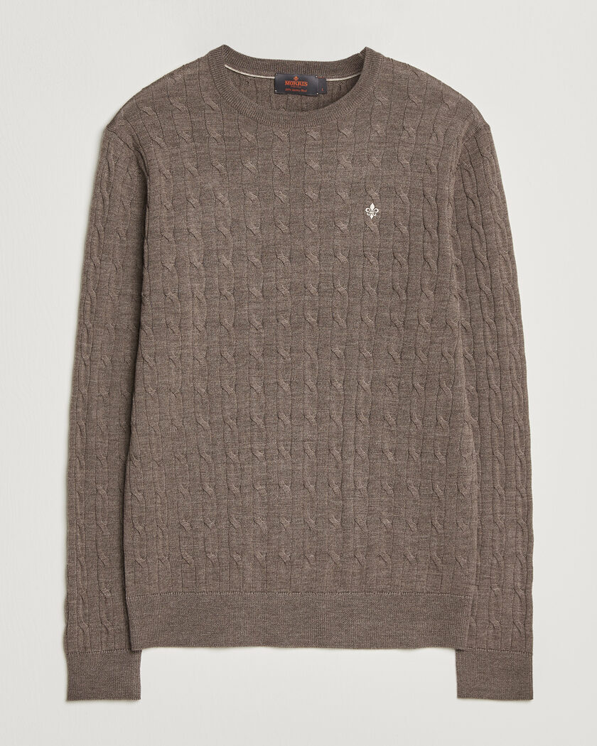Morris Merino Cable O-Neck Brown – Ruskea