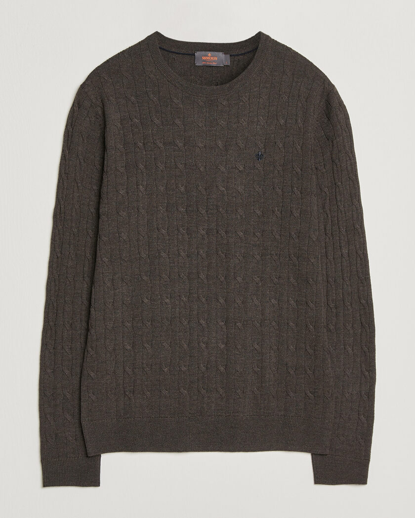 Morris Merino Cable O-Neck Brown – Ruskea