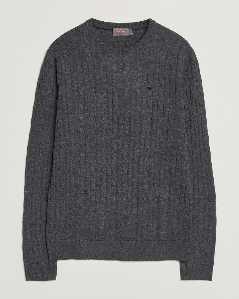 Morris Merino Cable O-Neck Grey – Harmaa