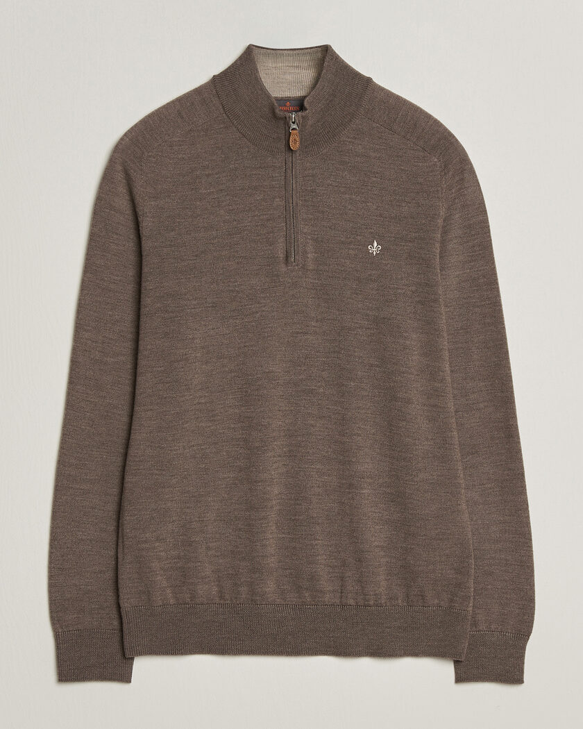 Morris John Merino Half Zip Brown – Ruskea