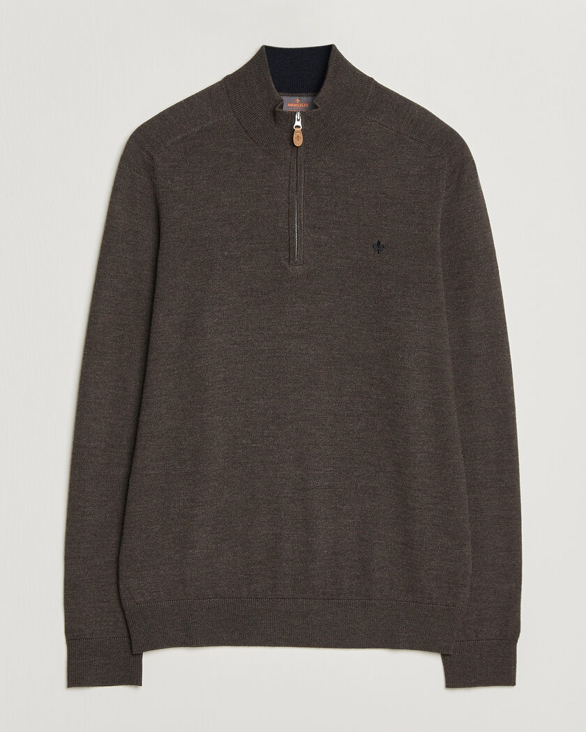 Morris John Merino Half Zip Brown – Ruskea