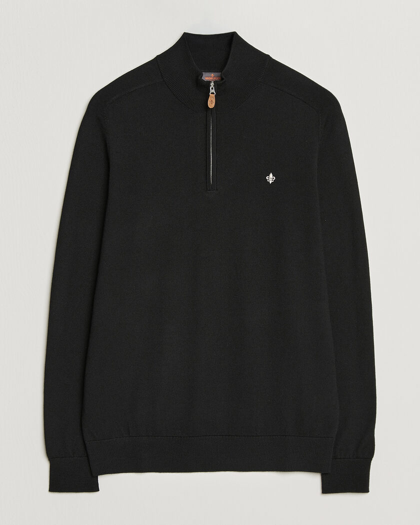 Morris John Merino Half Zip Black – Musta