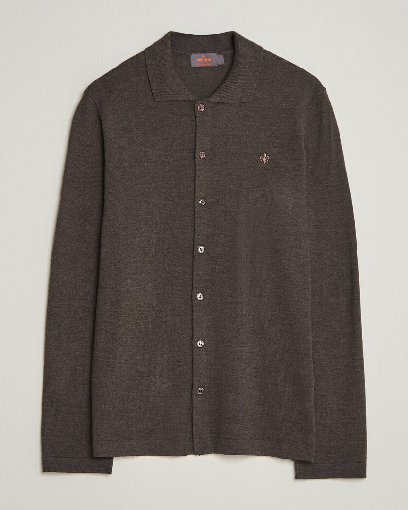 Morris Merino Shirt Cardigan Brown – Ruskea