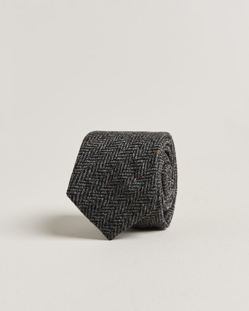 Amanda Christensen Wool Herringbone 8cm Tie Grey – Harmaa