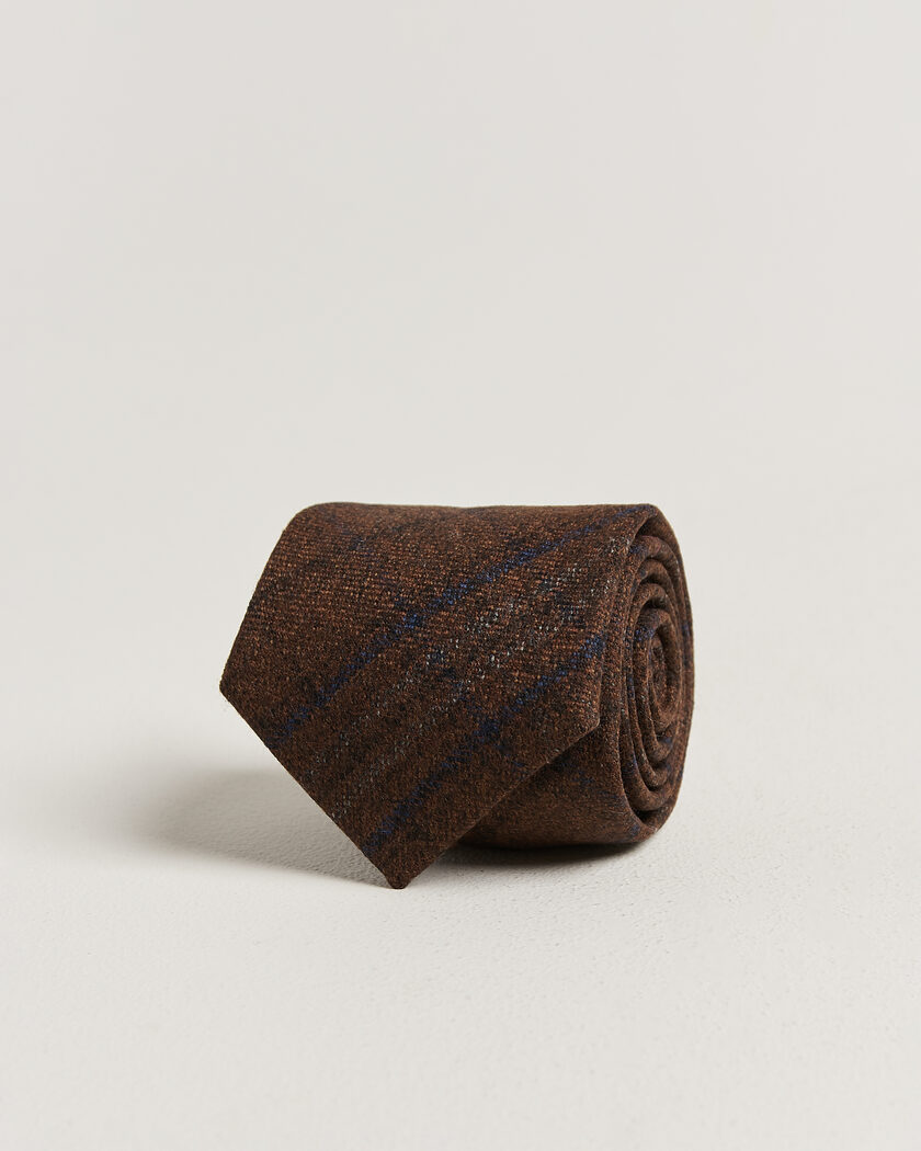 Amanda Christensen Wool Checked 8cm Tie Rust – Ruskea